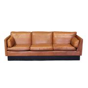 Vintage Scandinavian asymmetrical sofa, with brown leather
