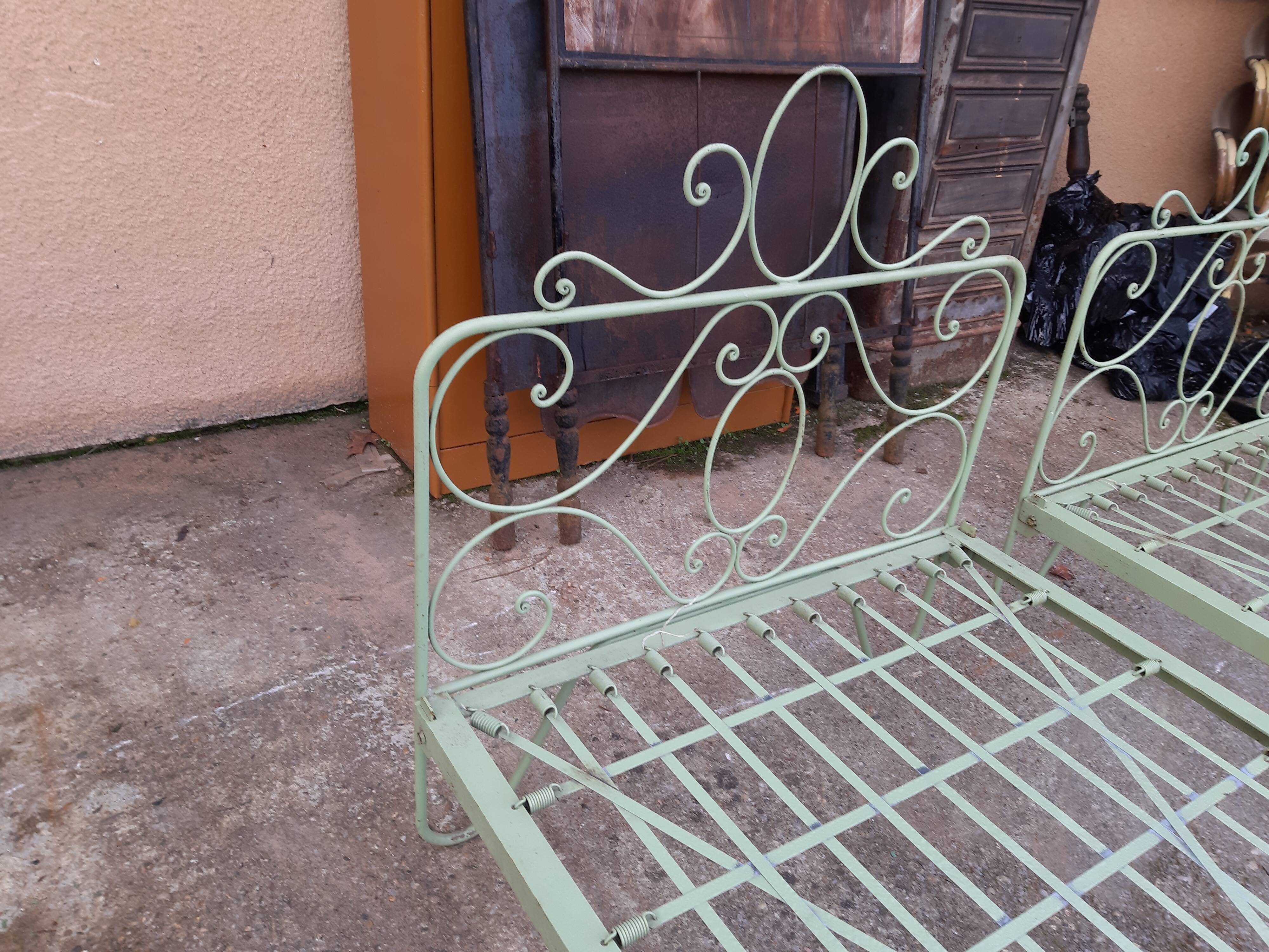 Pair of wrought iron beds 1900