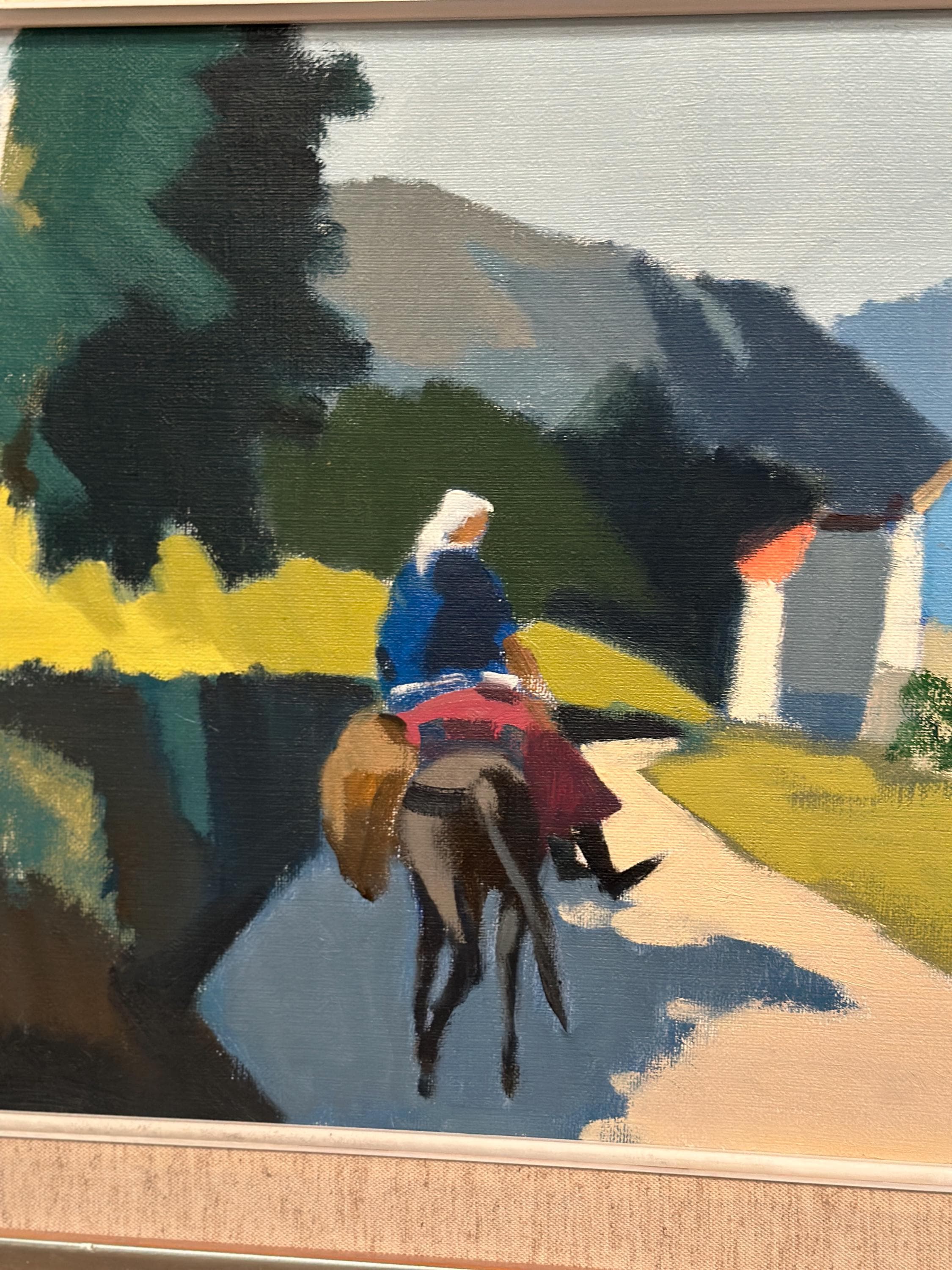 Swedish Oil on Canvas – “Riders on the Road, Crete by Stig Wernheden
