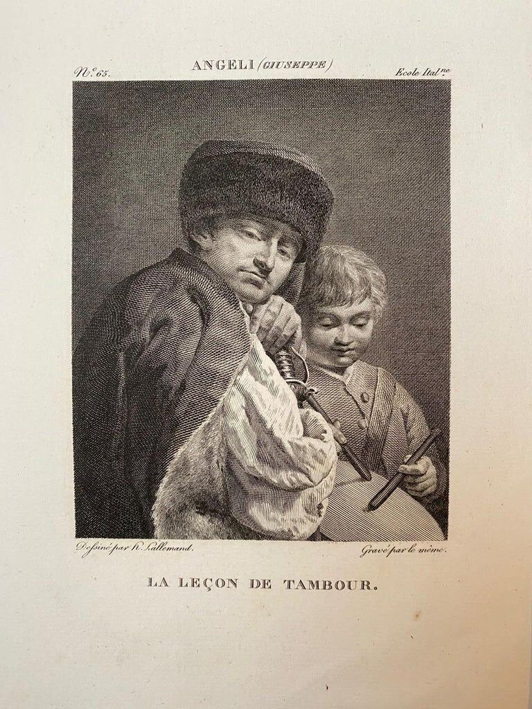 Giuseppe Angeli, La leçon de Tambour, engraving by H. Lallemand, xiXth century