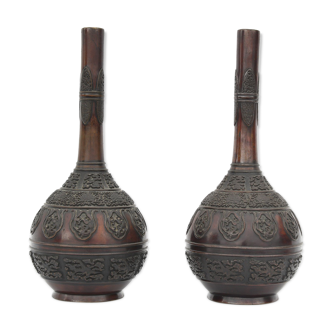 Pair of bronze bottle vases China