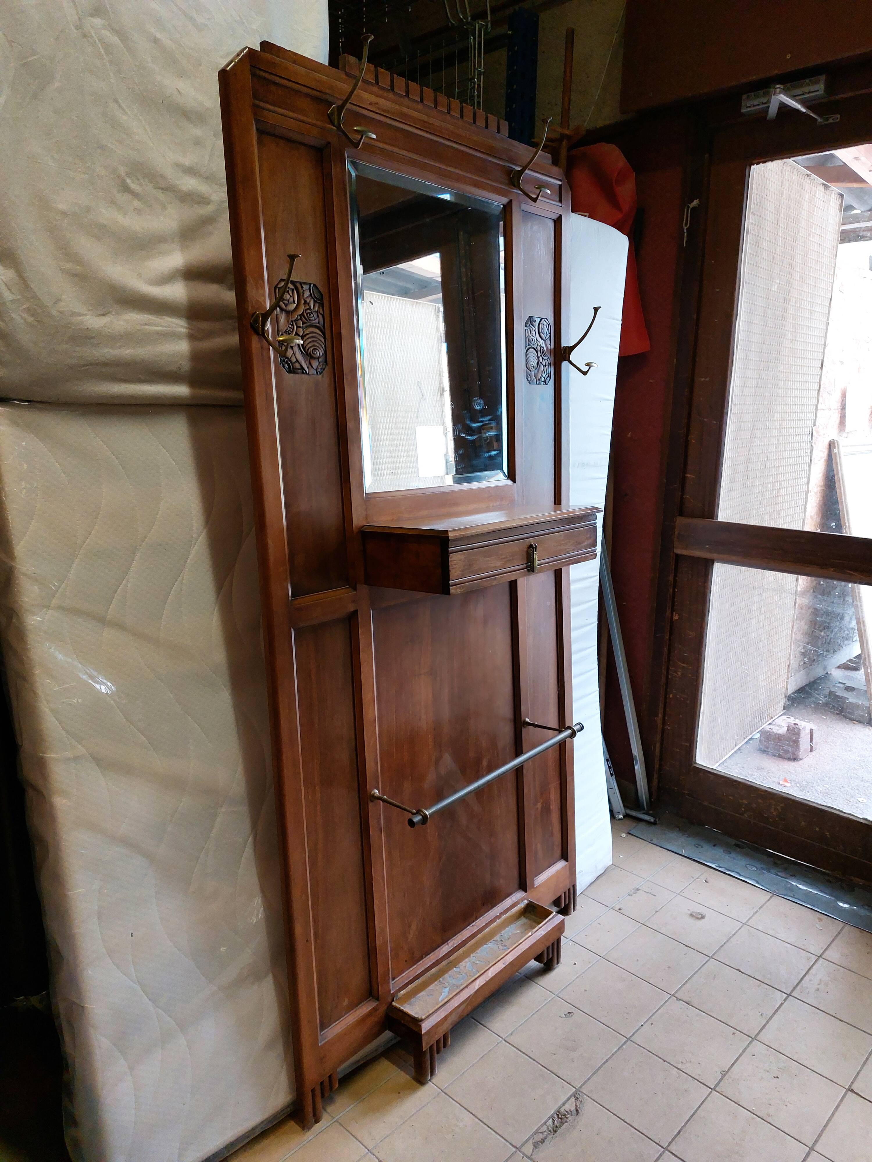 Old wooden wall-mounted locker room - Art Deco