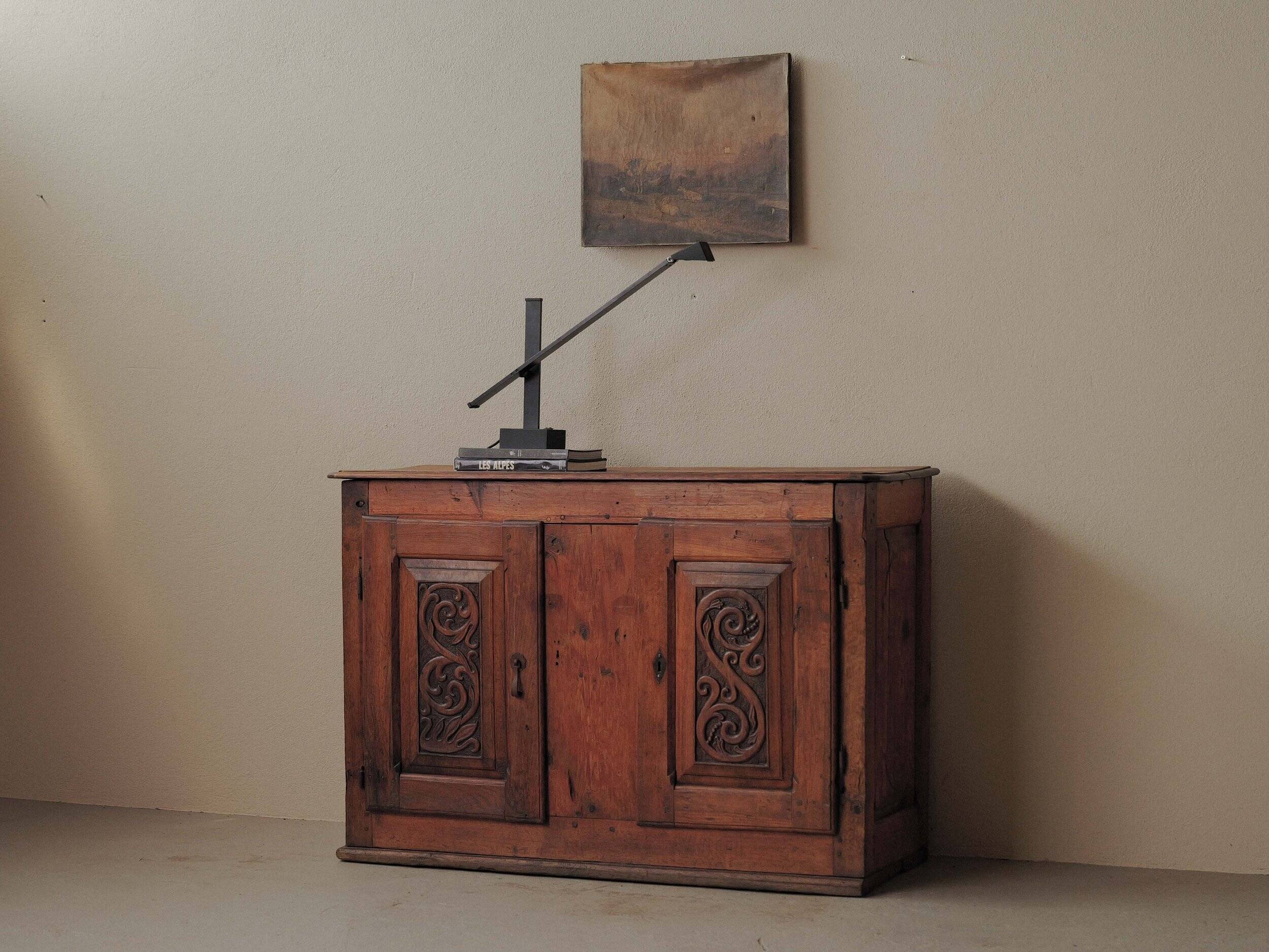 Mountain buffet in larch and solid pine, Folk art, 19th century