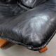 Leather and beech relaxation chair - 1970 / 1980