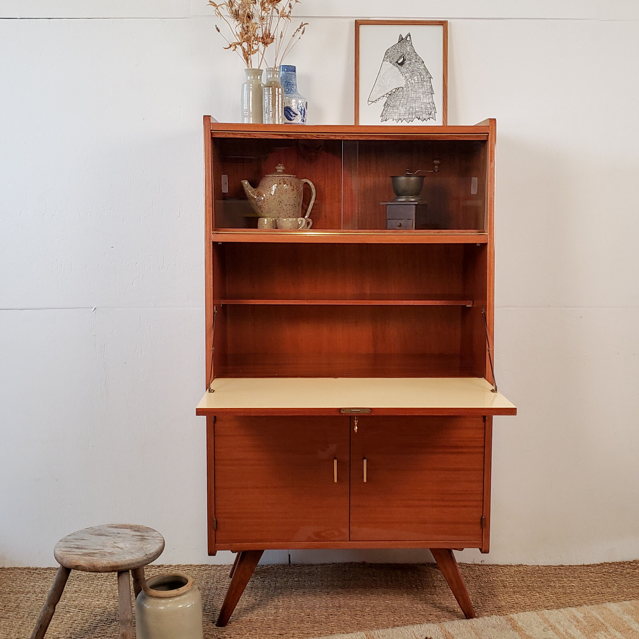 Vintage secretary with compass feet