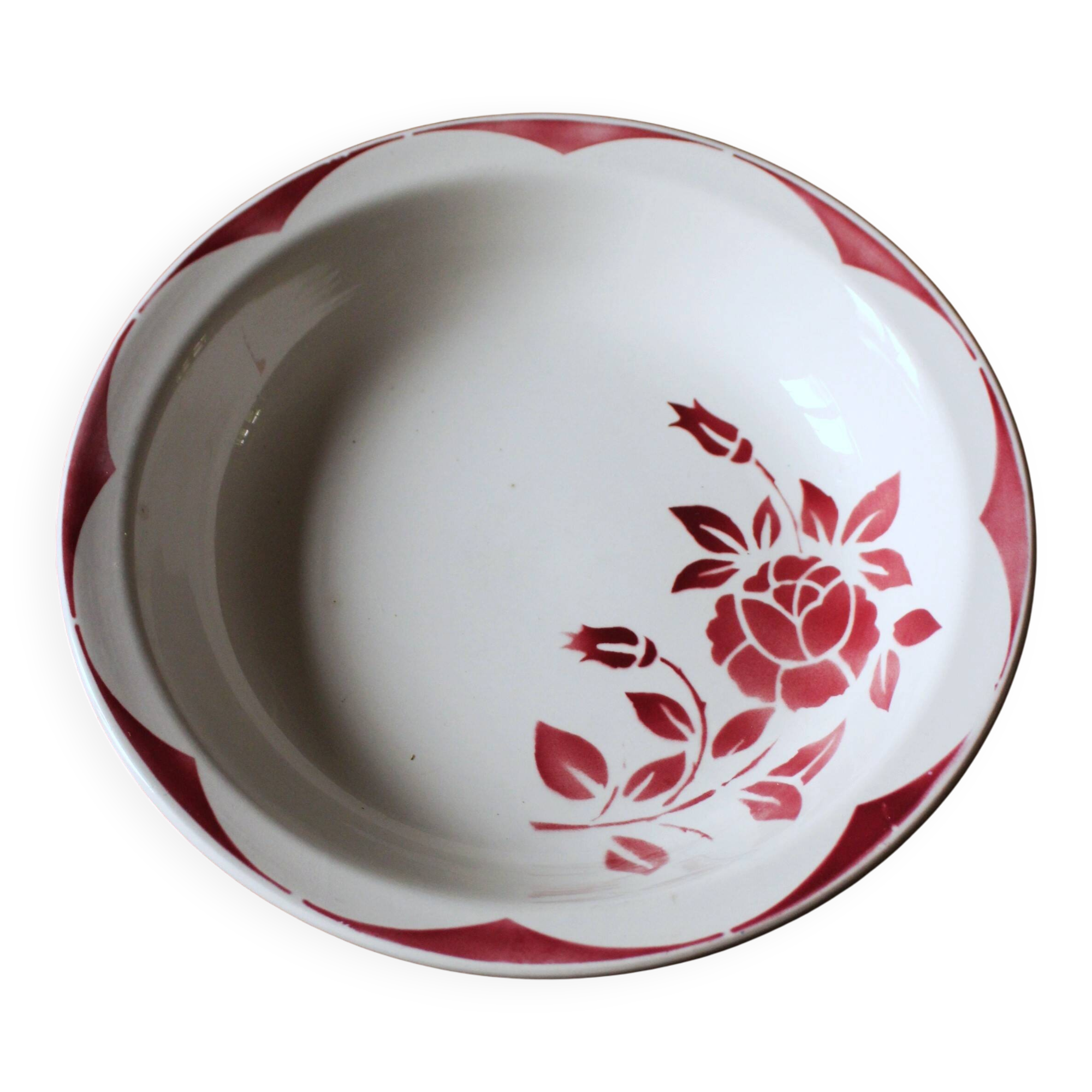 Hollow round plate Corsica Red Digoin Sarreguemines