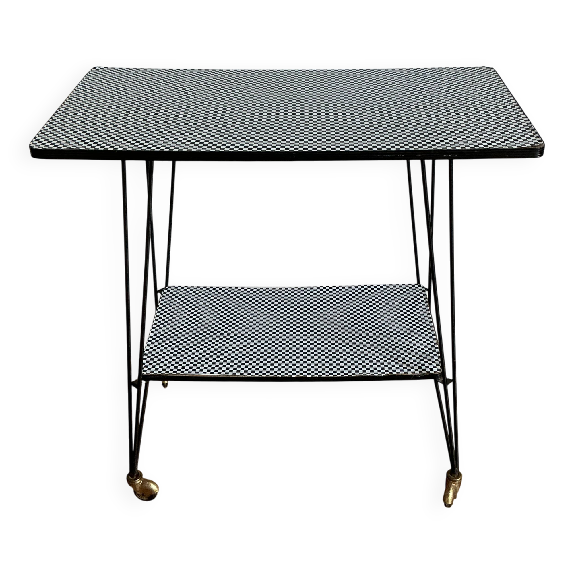 Side table - TV stand - vintage 70s - checkered