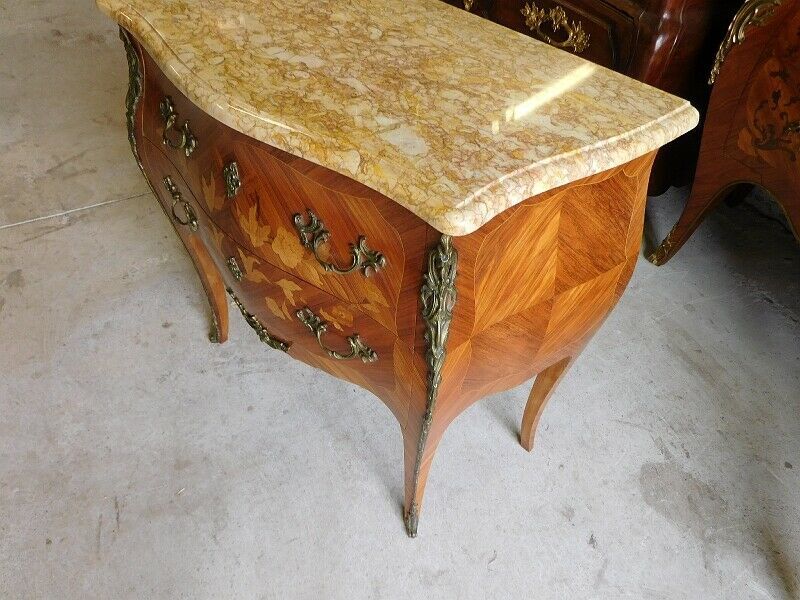 Commode en bois de rose 2 tiroirs plateau marbre n22