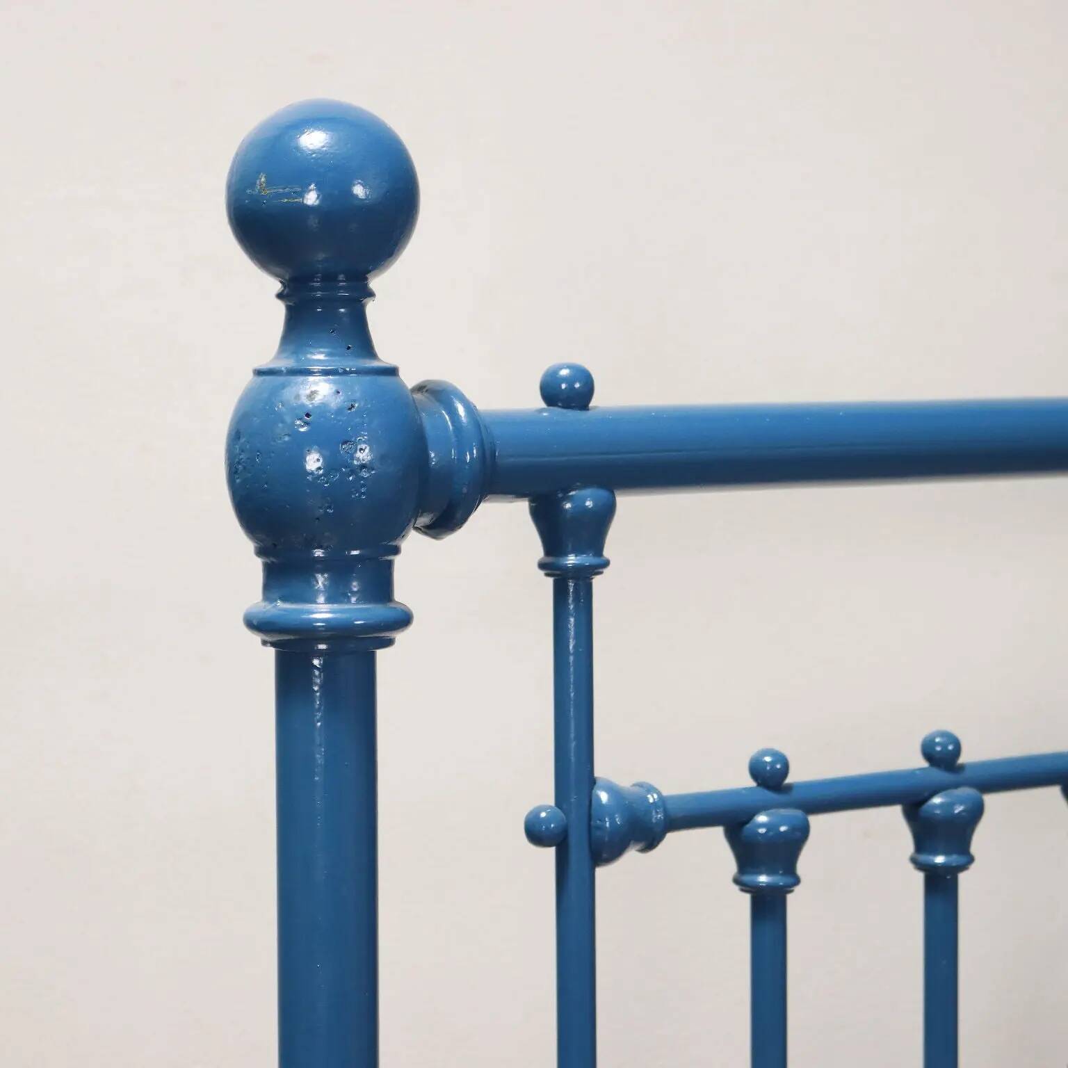 Simple old lacquered iron bed, Italy, 19th-20th century.