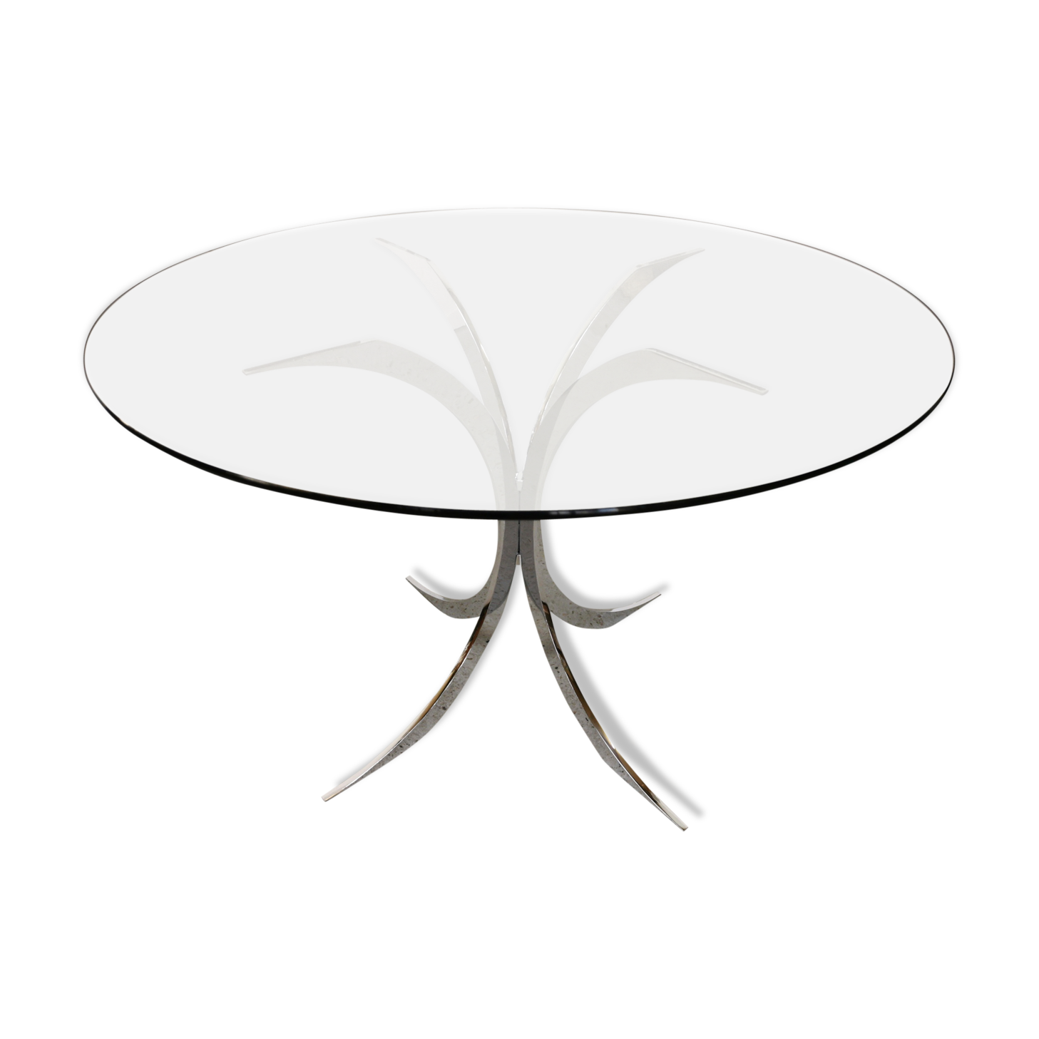 Table vintage verre et chrome 1970