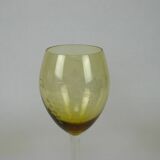 6 cut glass stemmed glasses, decorated with grapes