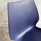 Set of 4 Kartell Maui Chairs — Navy Blue Polypropylene Seats, Chrome Legs, by Vico Magistretti