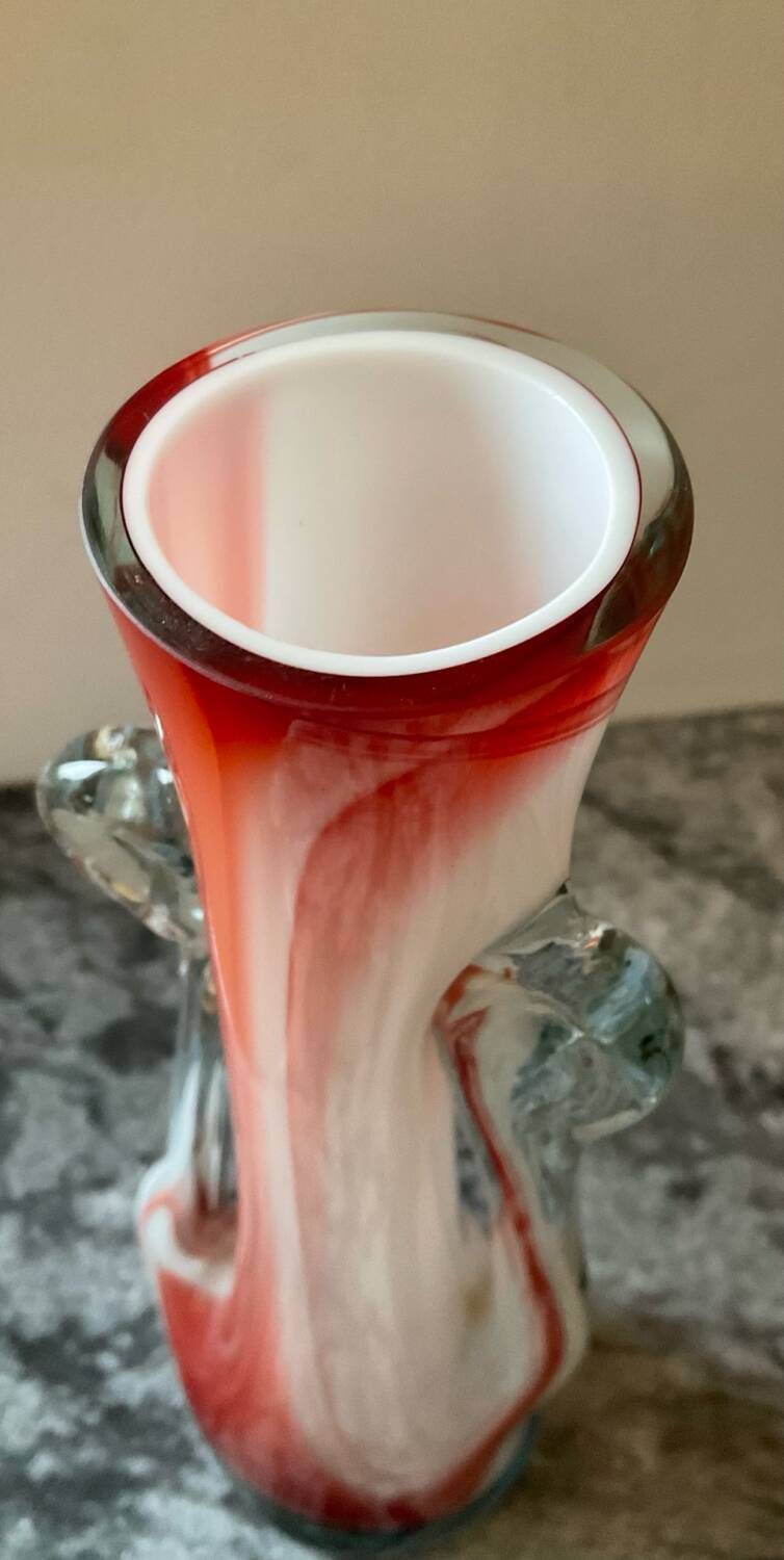 Two vintage ear vases made of Murano glass.