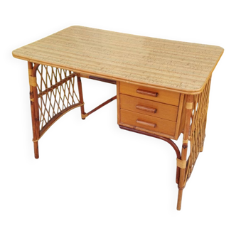 Bureau en rotin ancien vintage