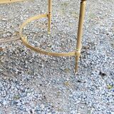 70s Neoclassical Style Coffee Table in Gilded Brass with Mahogany Veneer Top