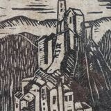 Lithograph print signed Herte landscape view 90/250