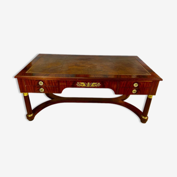 Empire flat desk, mahogany, double-sided, gilded bronzes