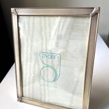 Vintage art deco silver colored metal picture frame 18.5 x 14.5 cm convex bubble glass