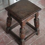Antique wooden stool in Elizabethan English style, occasional stool