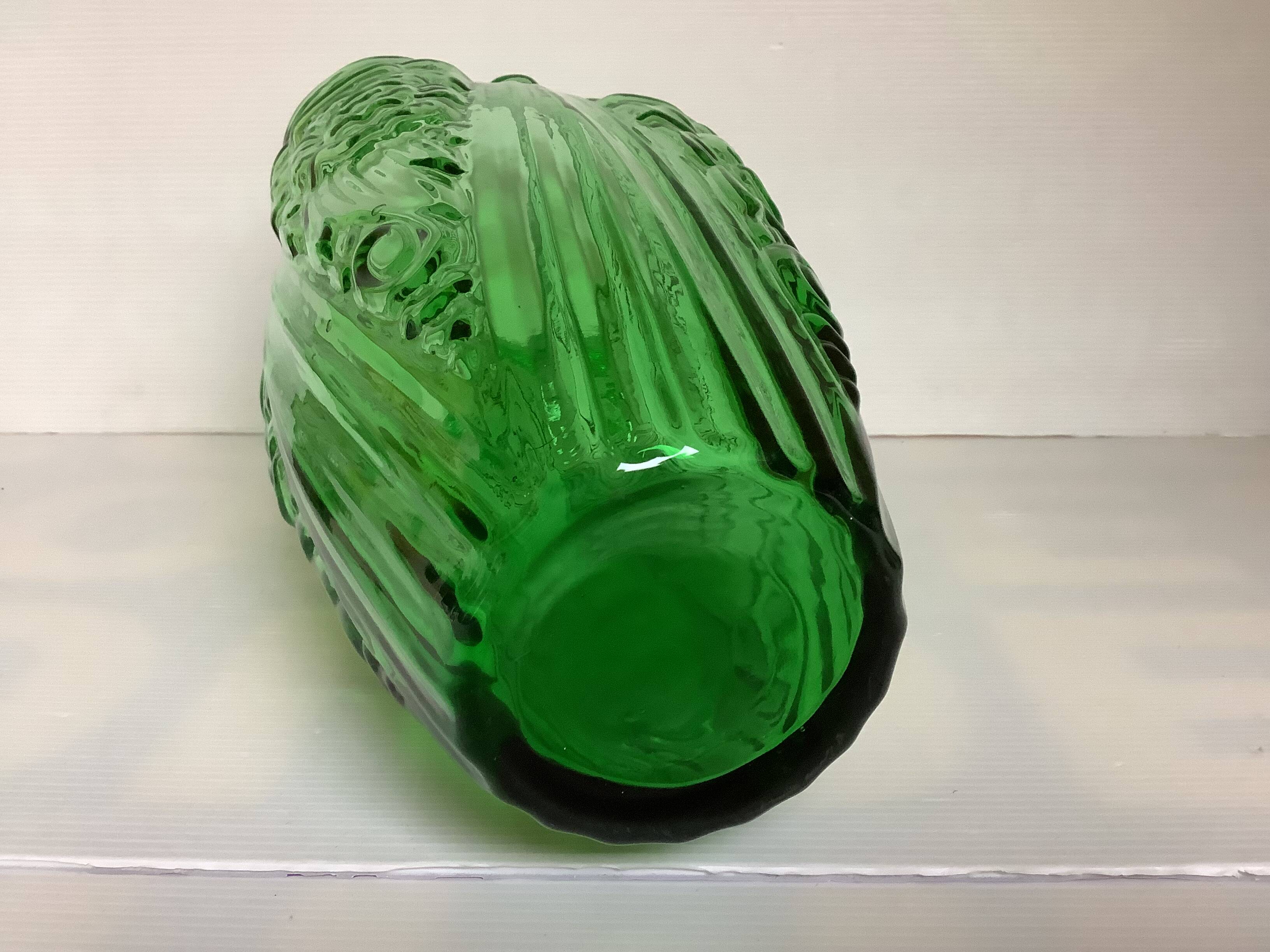 Grand vase verre vert de Julius Stolle art déco