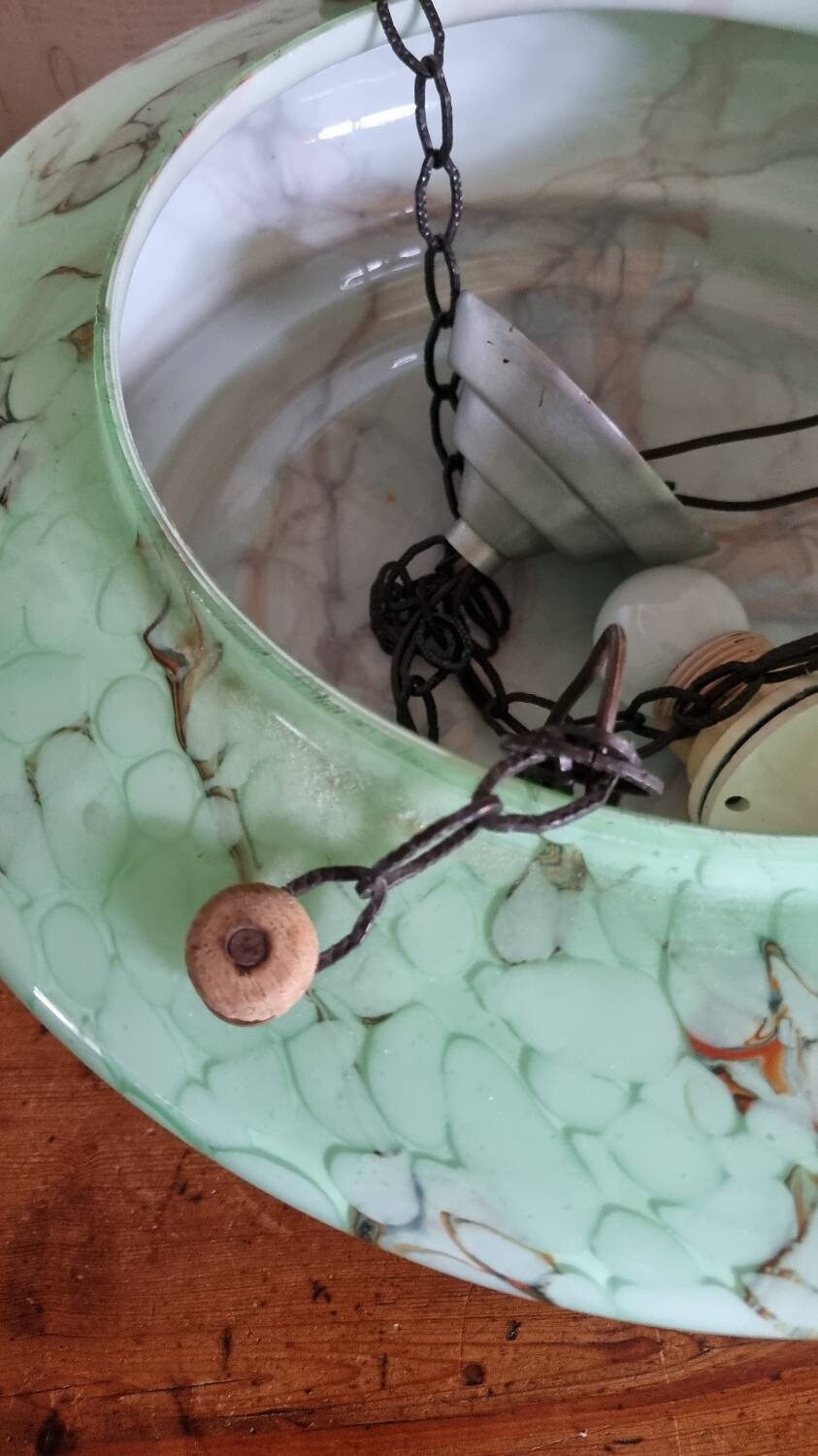 Art deco pendant lamp marbled glass ceiling light