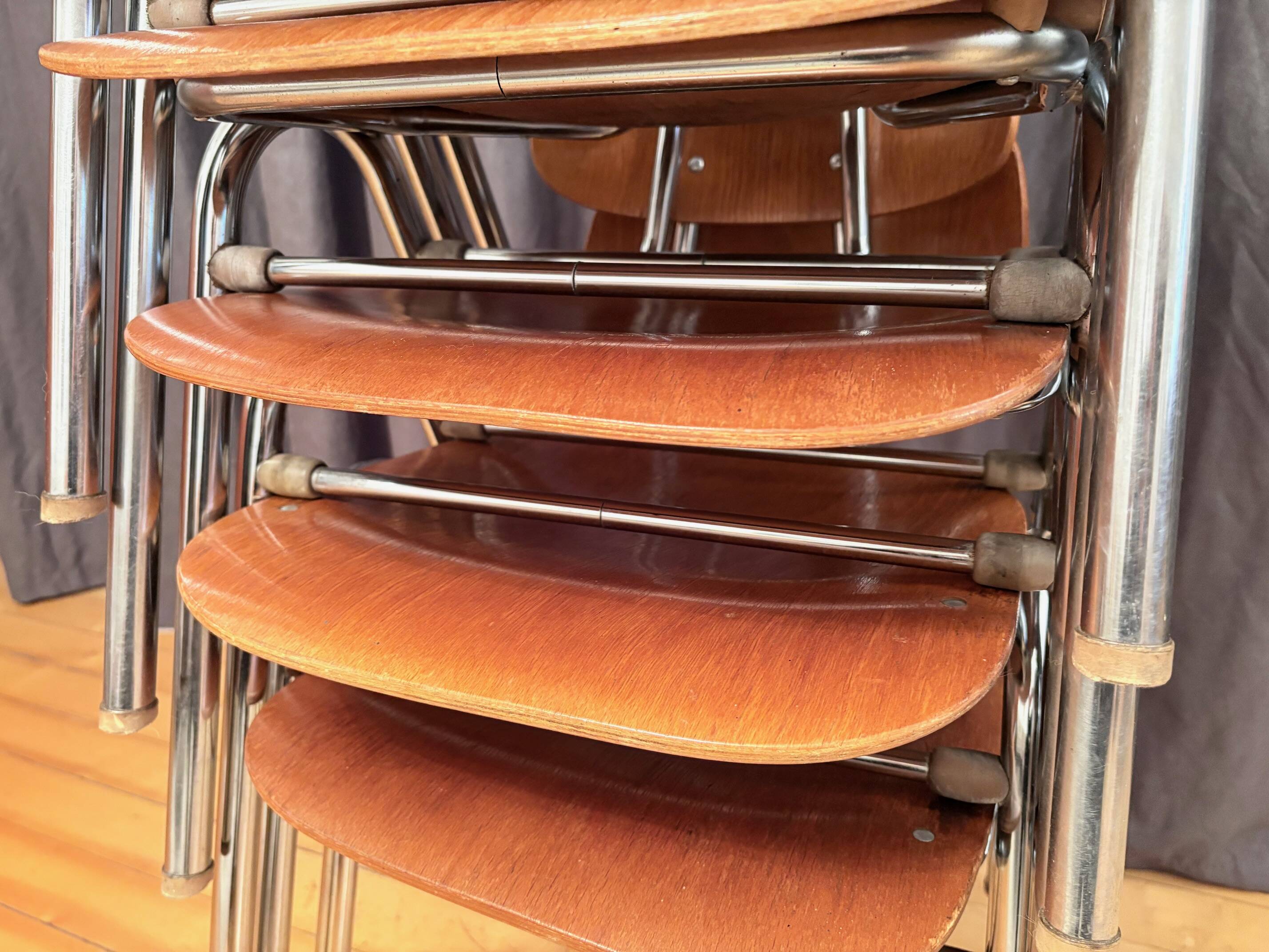 Set of six KN-38 chairs designed by Karl Nothhelfer for VS Möbel, Germany,