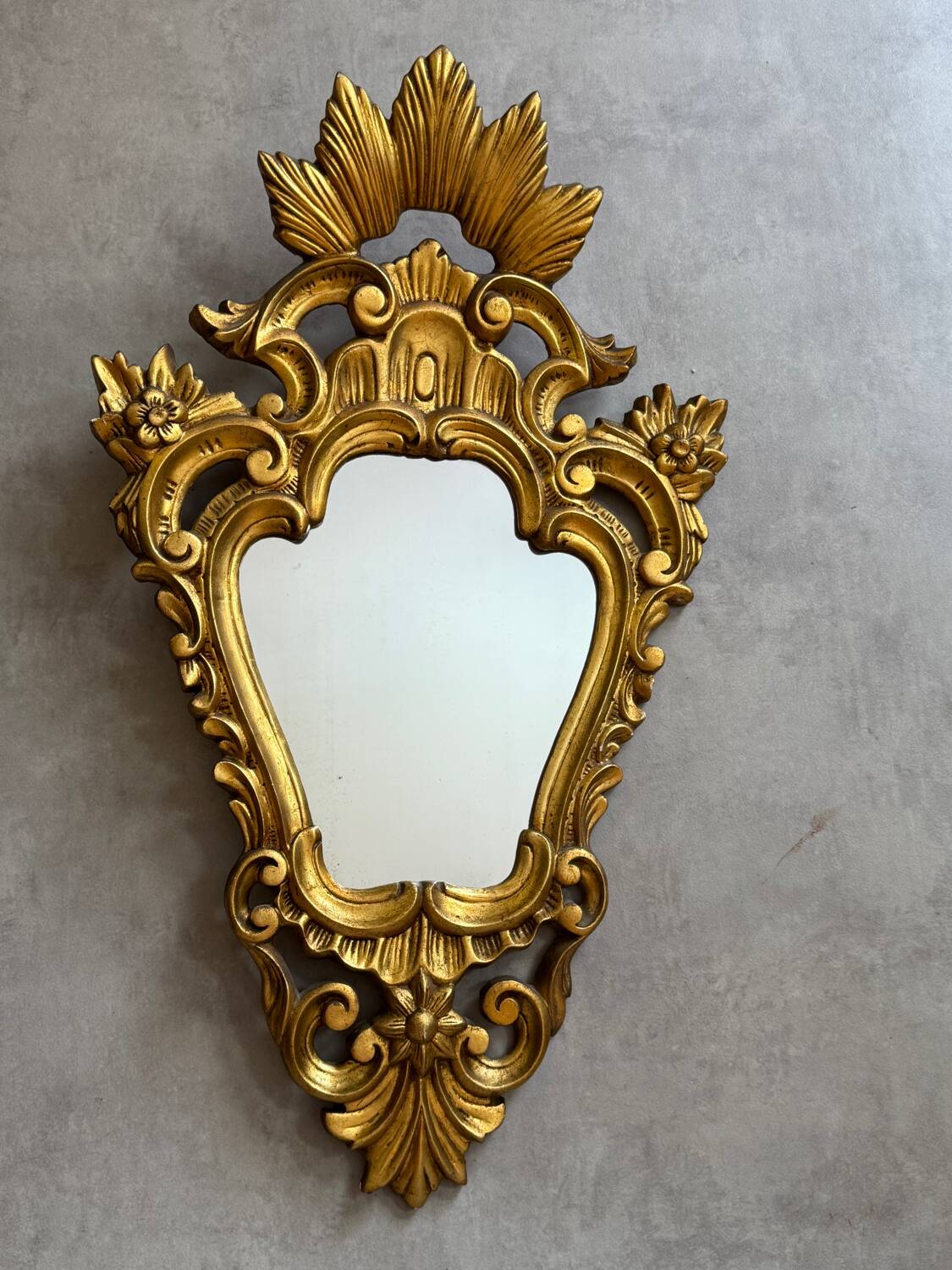 Antique golden cornucopia mirror from the 1950s, France.