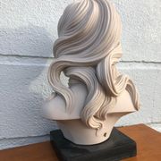 Vintage woman bust, resin bust, Escorpiao do ouro, topless woman, resin statue, pedestal