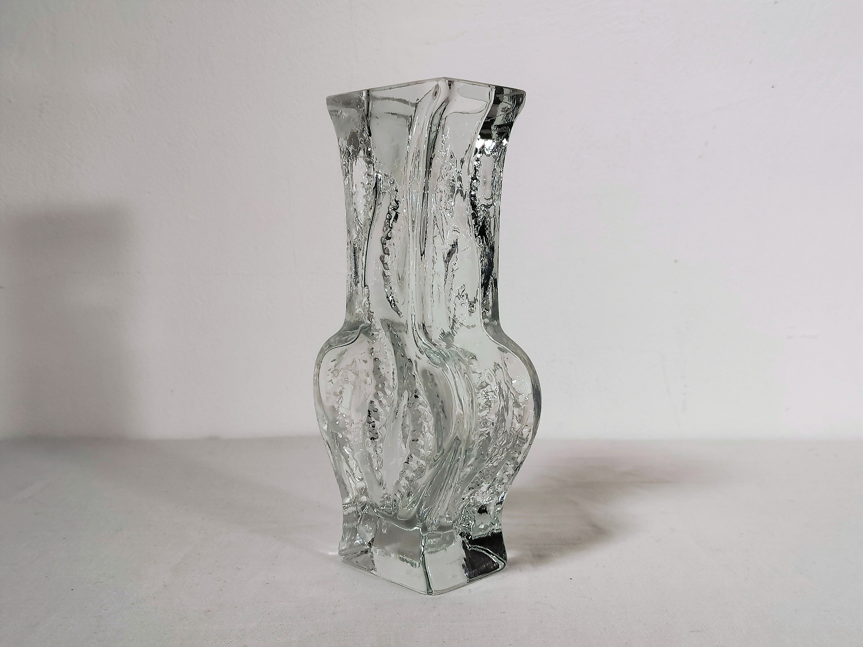 Textured Glass Vase by Ingrid Glashutte 1970's