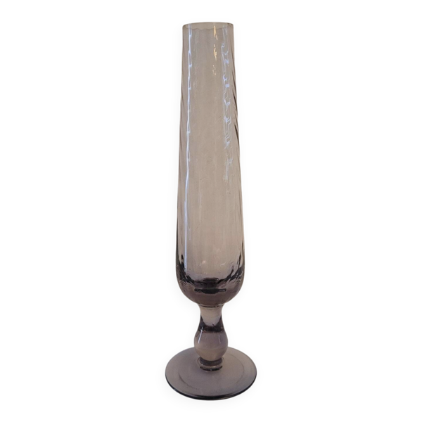 Soliflore en verre fumé texturé. Années 70