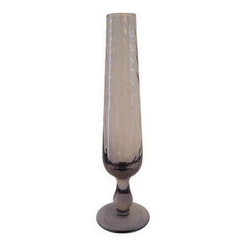 Soliflore en verre fumé texturé. Années 70