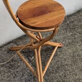Vintage bamboo rattan floor lamp, with shelf