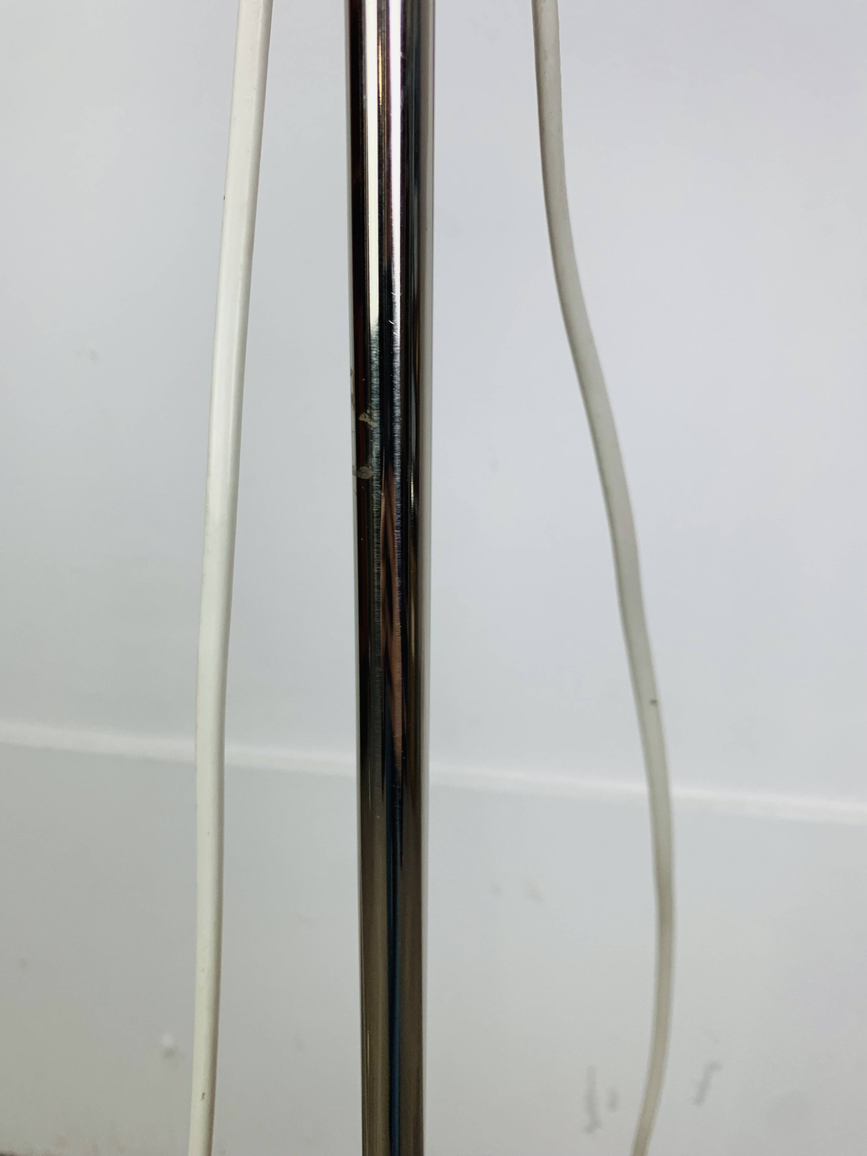 Eyeball floor lamp by Temde Leuchten, copper metal, teak and chrome, 70s.