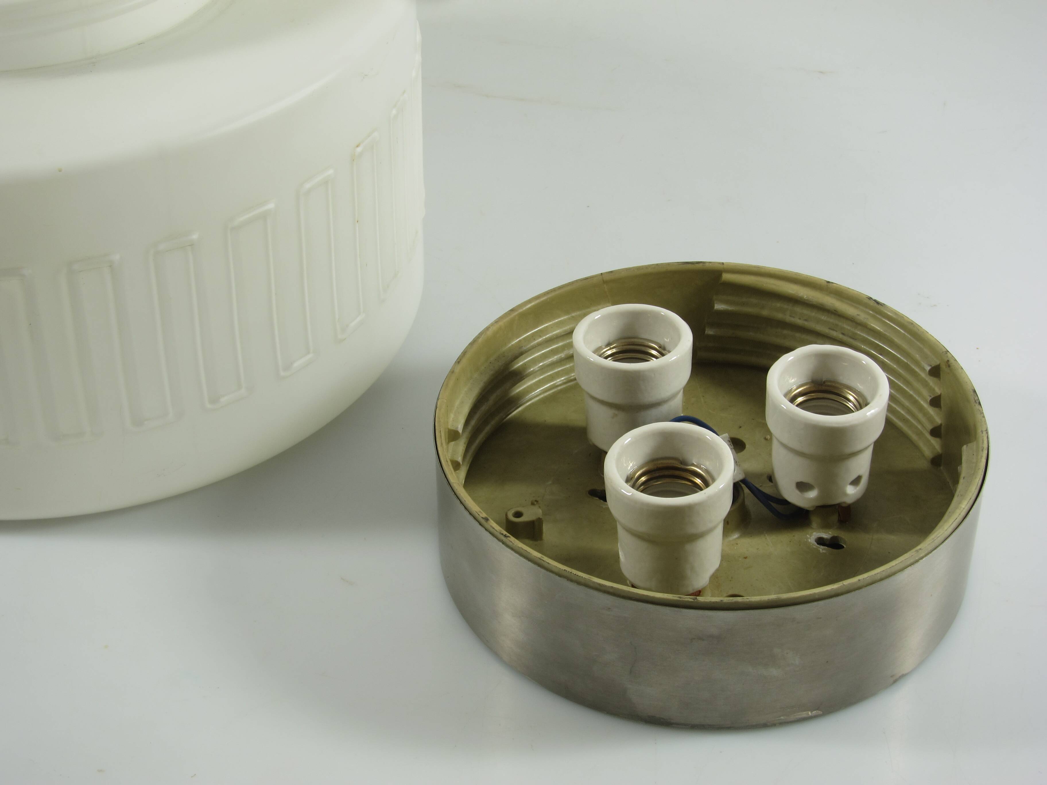 Set of Two 1930s German Art Deco Ceiling Lights, Wila Leuchten, Opal Glass