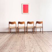 Set of 4 chairs 71 in teak by Niels O. Møller, JL Moller, Mid Century