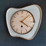 Vintage ceramic clock silent wall pendulum "Exact golden blue"