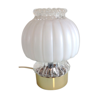 Lampe de chevet en verre bullé bi matiere par Graewe 1970