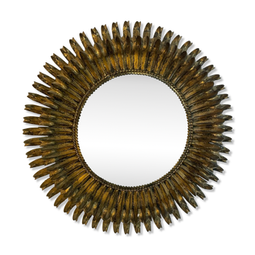 Mirror Sun round double sheets in wrought iron Italian 50'S