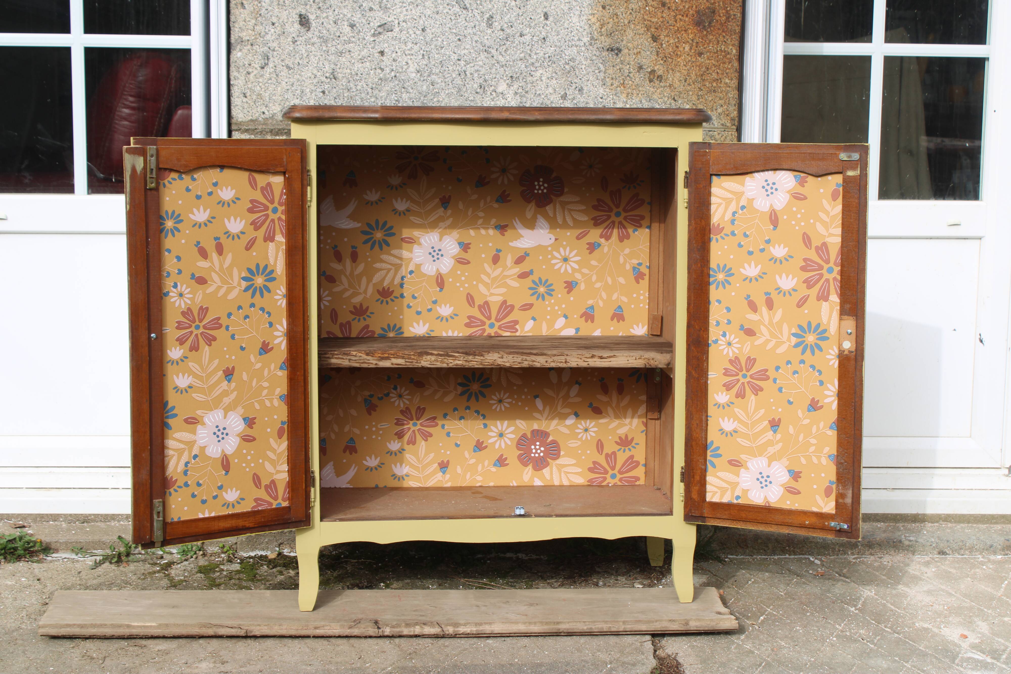Renovated antique buffet – bright yellow