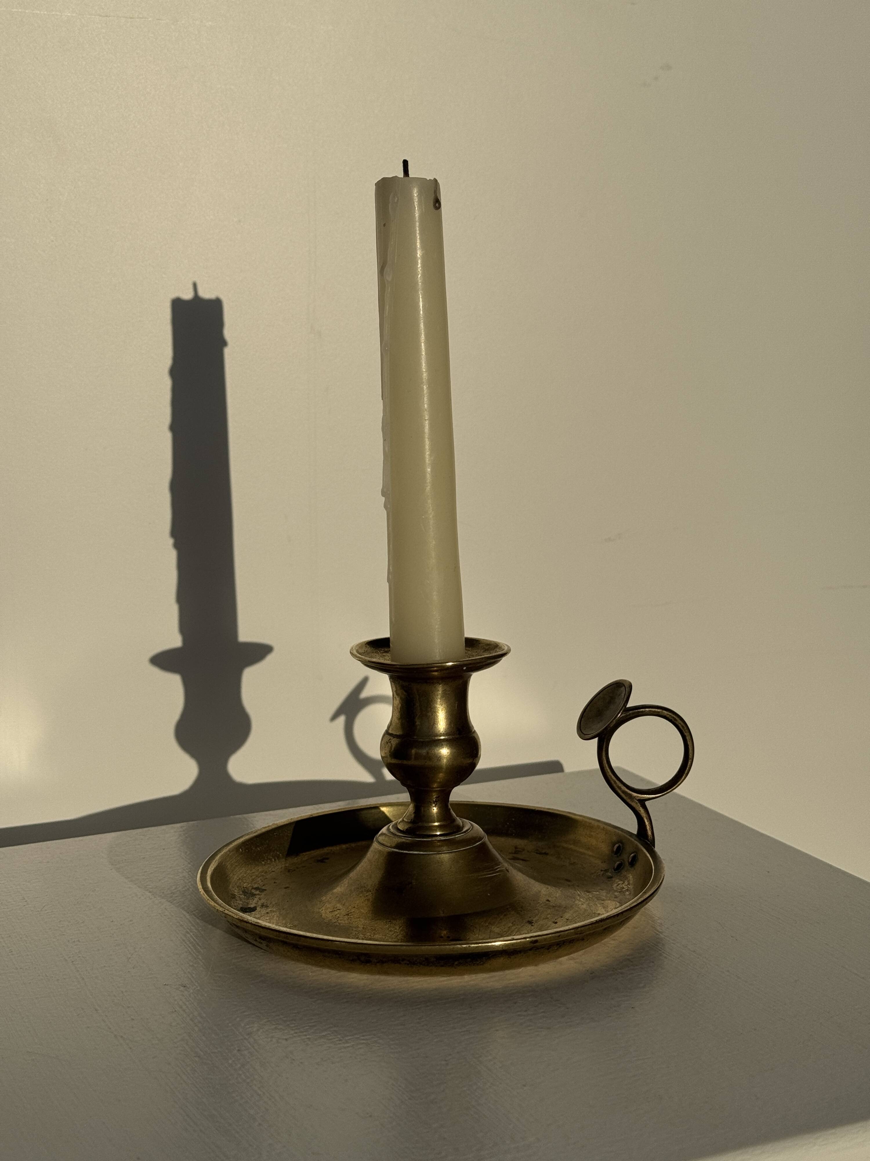 Antique gold hand candlestick H8 D14