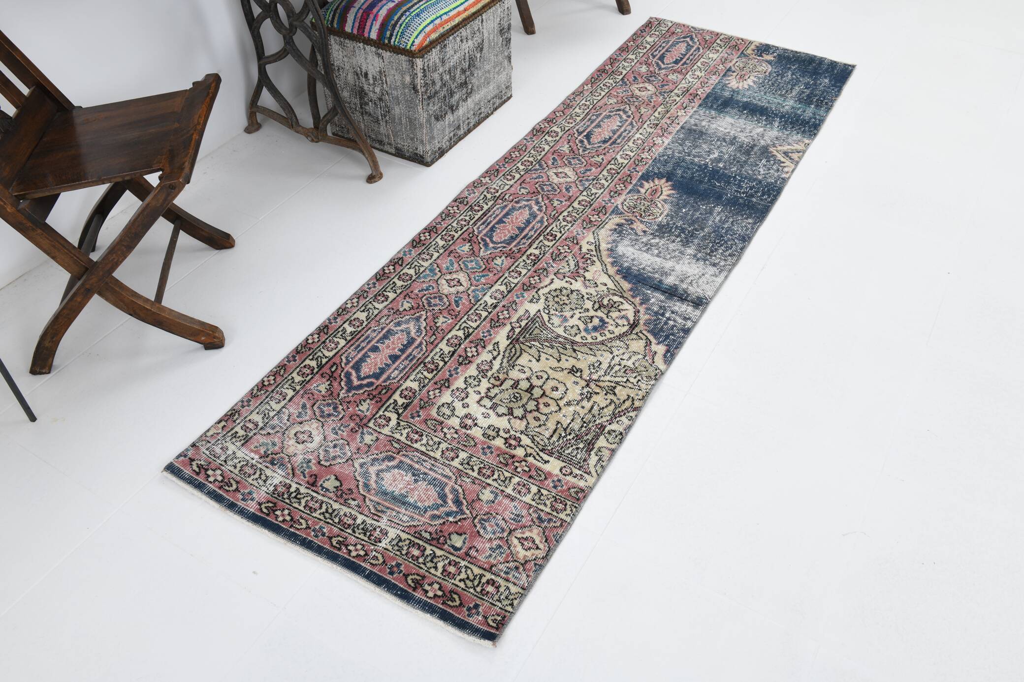 Navy Blue Vintage Runner Rug, 75x231Cm SK 6884