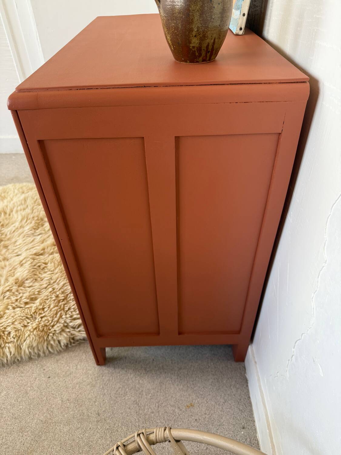 Commode vintage bois terra cotta art déco