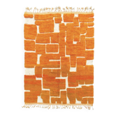 Orange labyrinth – Custom Mrirt Moroccan rug in wool – Orange graphic patterns