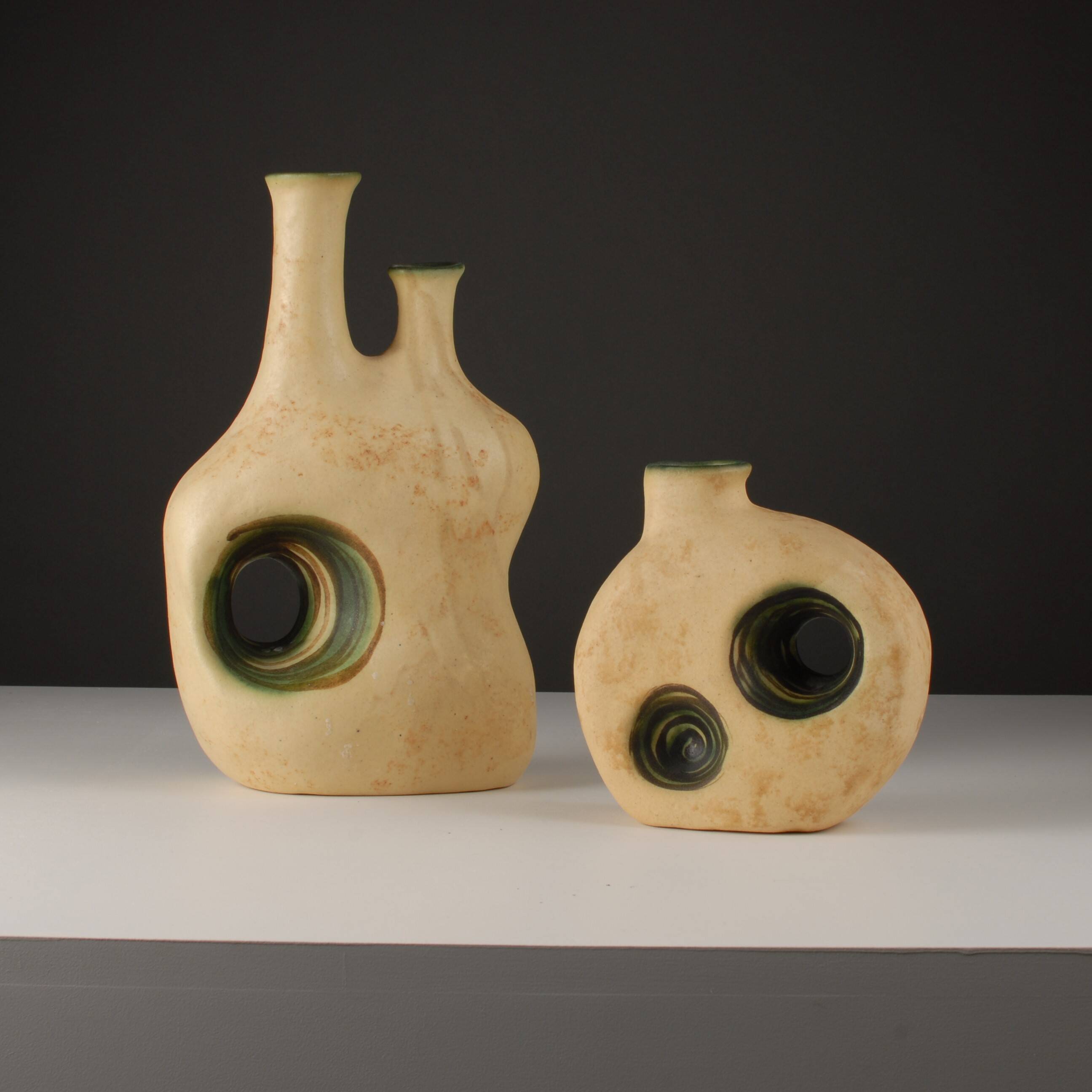Pair of sculptural ceramic vases by Nikos Dazelidis, Greece, 1970s.