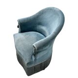 Toad armchair with vintage velvet blue fringe