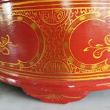 Old Asian wooden round box in lasca