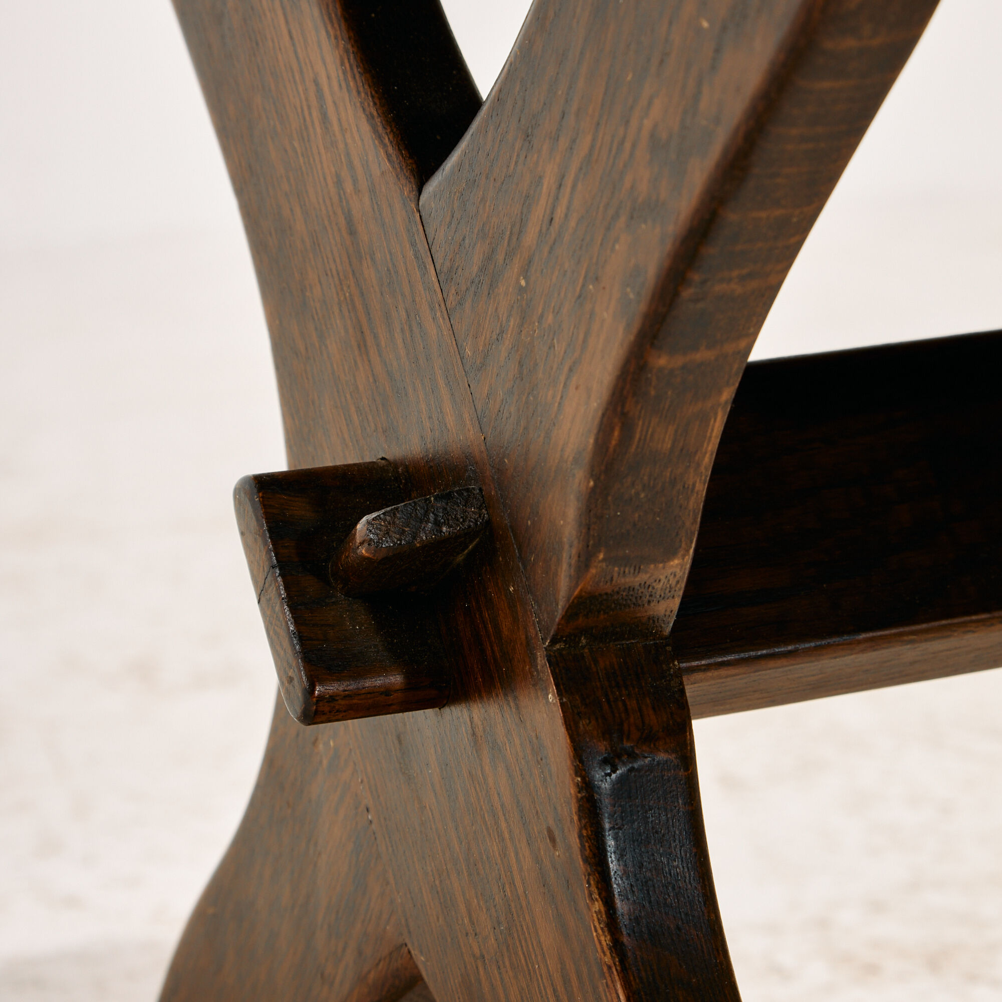 Brutalist oak dining set, set of 7.