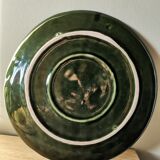 Large ceramic dish green slurry vintage cabbage leaf