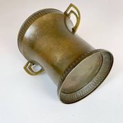 Art Deco champagne cooler in copper and brass with relief patterns, Sweden, 1930s.