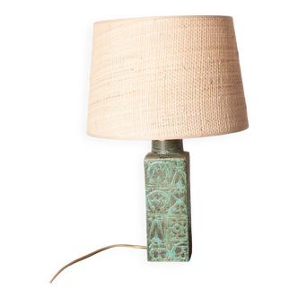 Lampe à poser Danoise en grés émaillé vert par Aluminia 1960.